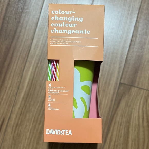 🆕 DAVIDSTEA Colour Changing Tropical Cold Cups - Set of 4 w/ lids & straws - Picture 7 of 7